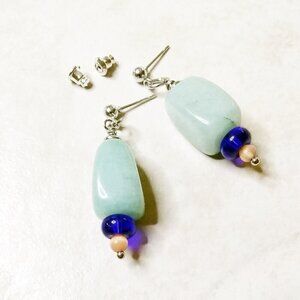 Chunky Green Aventurine Earrings - Good Luck + Prosperity Stone!
